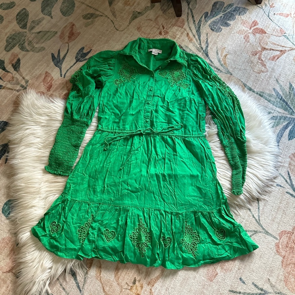 Never Fully Dressed Green Button Front Long Sleev… - image 2